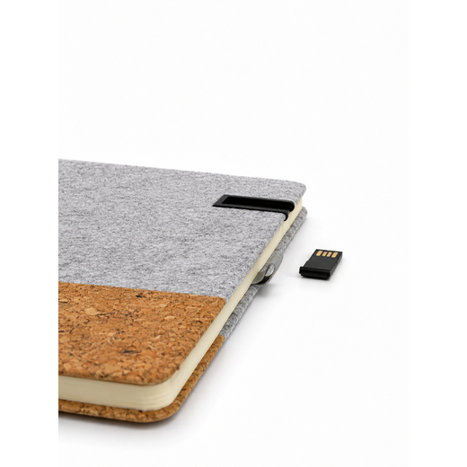 Business set: A5 RPET notebook with cork + USB drive - Image 3